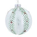 Opaque Glass Ball w Vertical Berry Vines