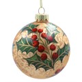Antique Gold w Holly Glass Ball