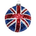 Glass Bauble 8cm - Sparkling Union Flag