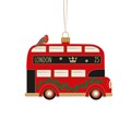 Glass Dec 10cm - London Bus w Garland