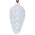 Clear/White Glass Pine Cone Dec, Sml