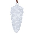Clear/White Glass Pine Cone Dec, Lge
