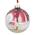 Deep Red/Gold London Scene Glass Ball