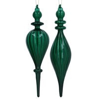 Green Glass Finial Dec, 2as, Lge,  (LxWxD) 26x6x6cm