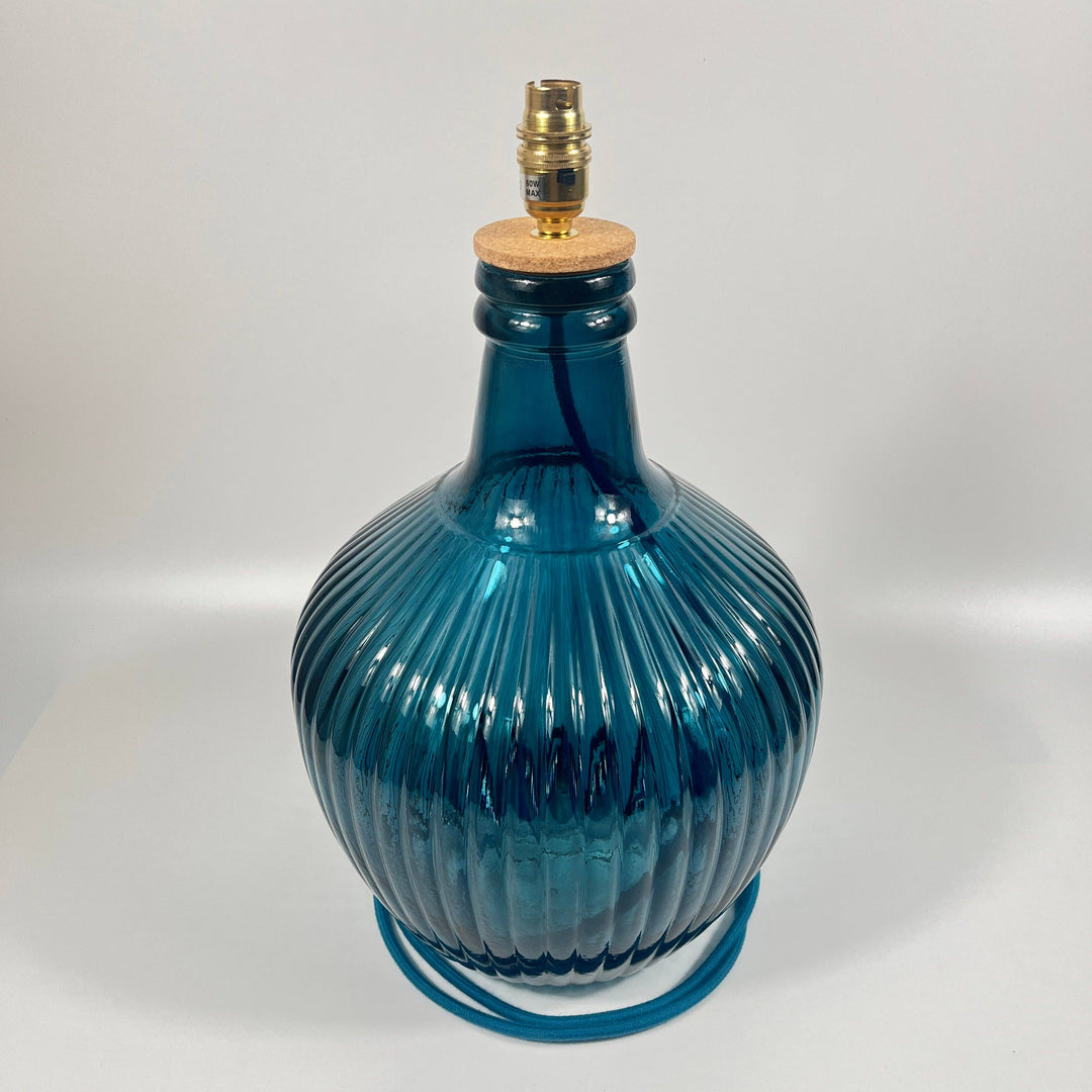 Recycled Glass 43cm Aria Lamp: Multi / Moss Green