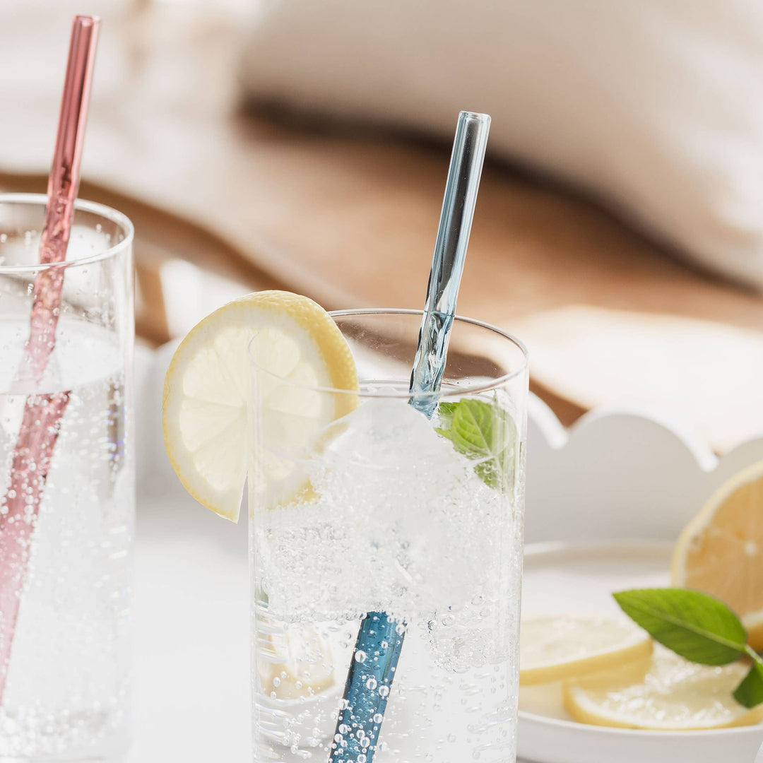 Twist Glass Coloured Straws - Set of 4