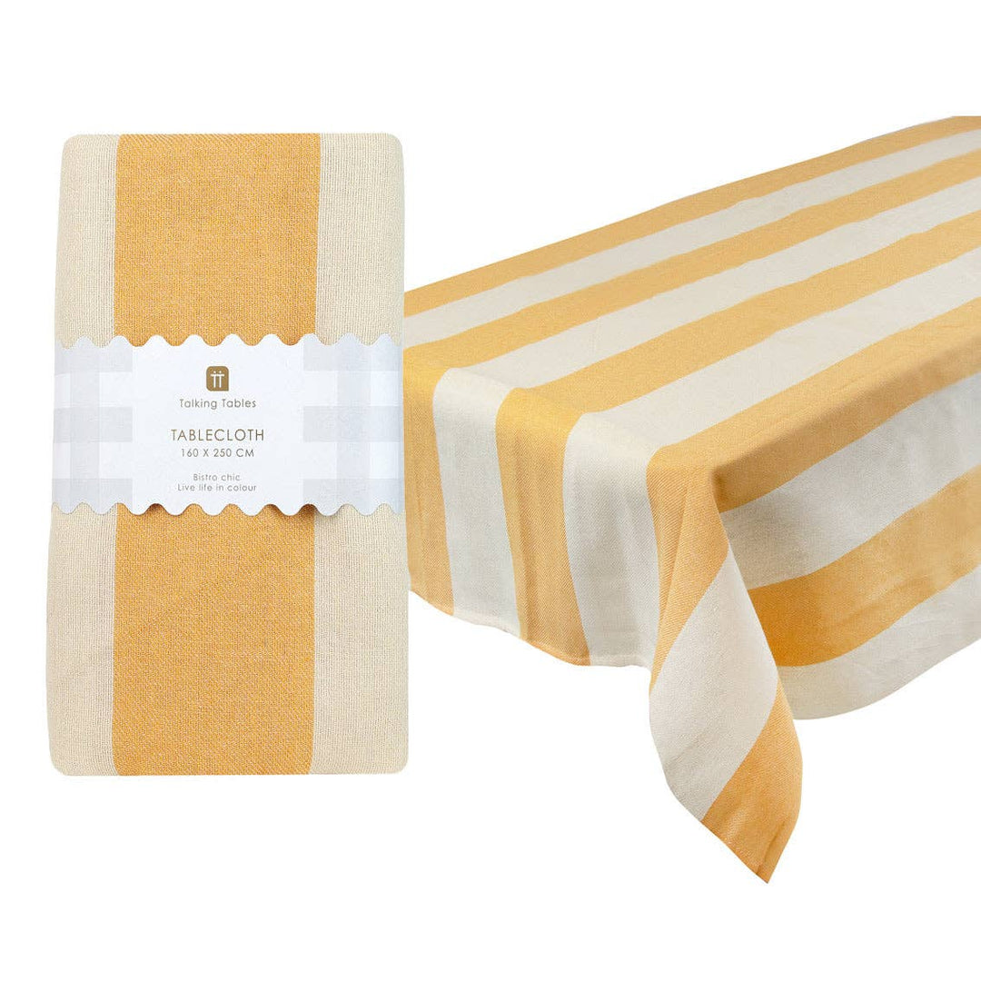 Yellow Stripe Cotton XL Tablecloth - 160cm x 250cm | Spring |