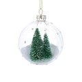 Glass Bauble 8cm - Open Ball w Green Bristle Tree