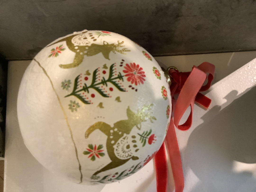 P/MACHE REINDEER BAUBLE