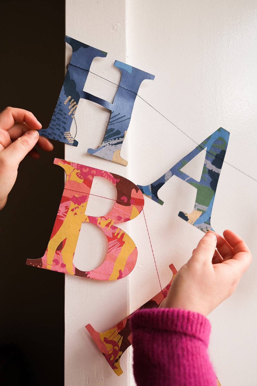 UK/EU: Happy Birthday - Recycled Red Mix Sewn Garland