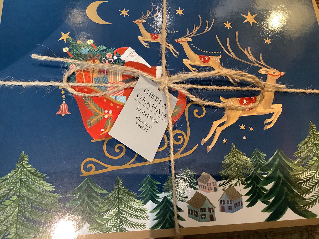 Cork Based Placemats, Pack/4 - Nostalgia Sleigh
