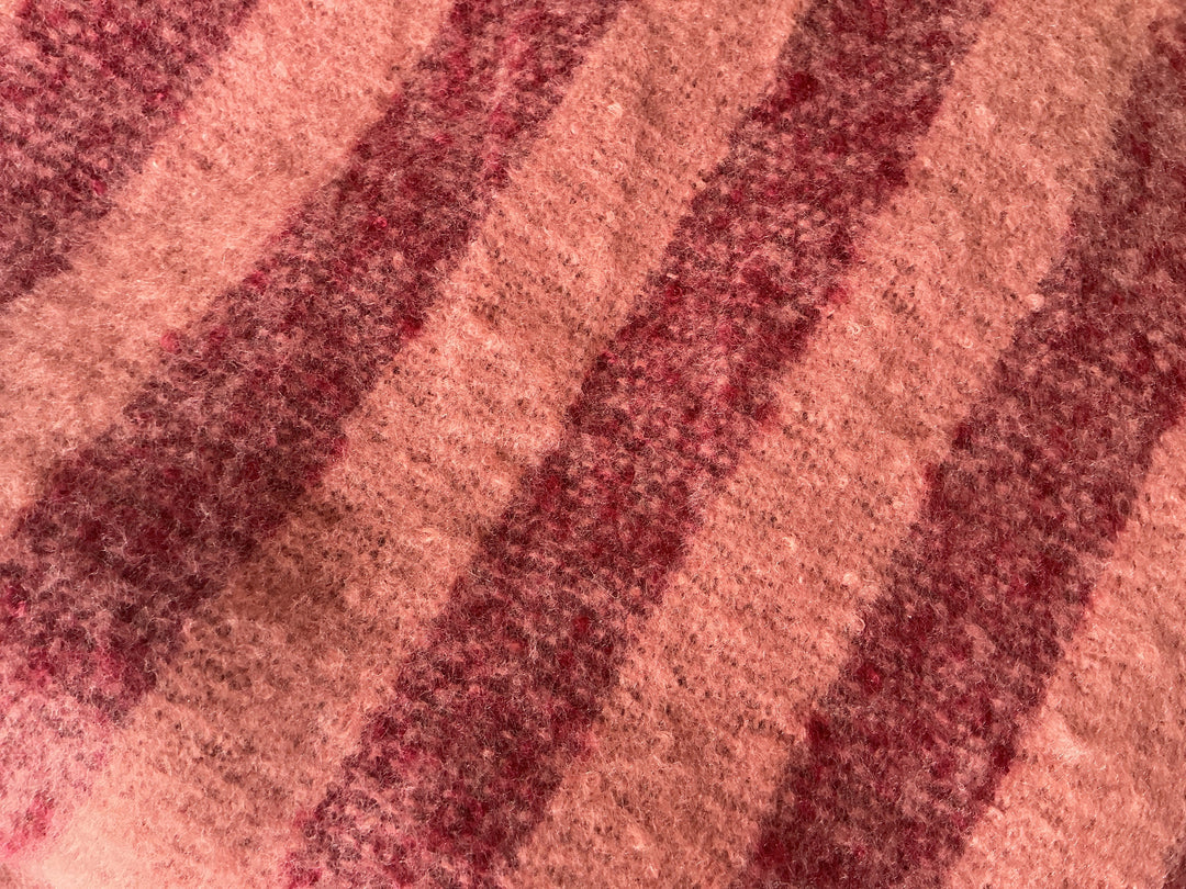 RECYCLED STRIPED TASSEL SCARF | Pink / Cherry | 200cm x 45cm