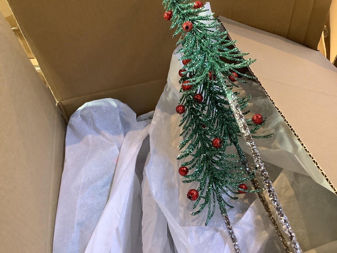 Slim Bristle Tree Trio, 37cm - Green w Red