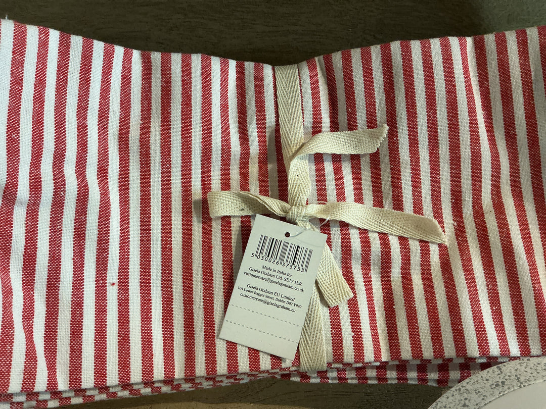 Red Cotton Mix Stripe Placemat, Pk/4,  (LxWxD) 0.5x33x45cm