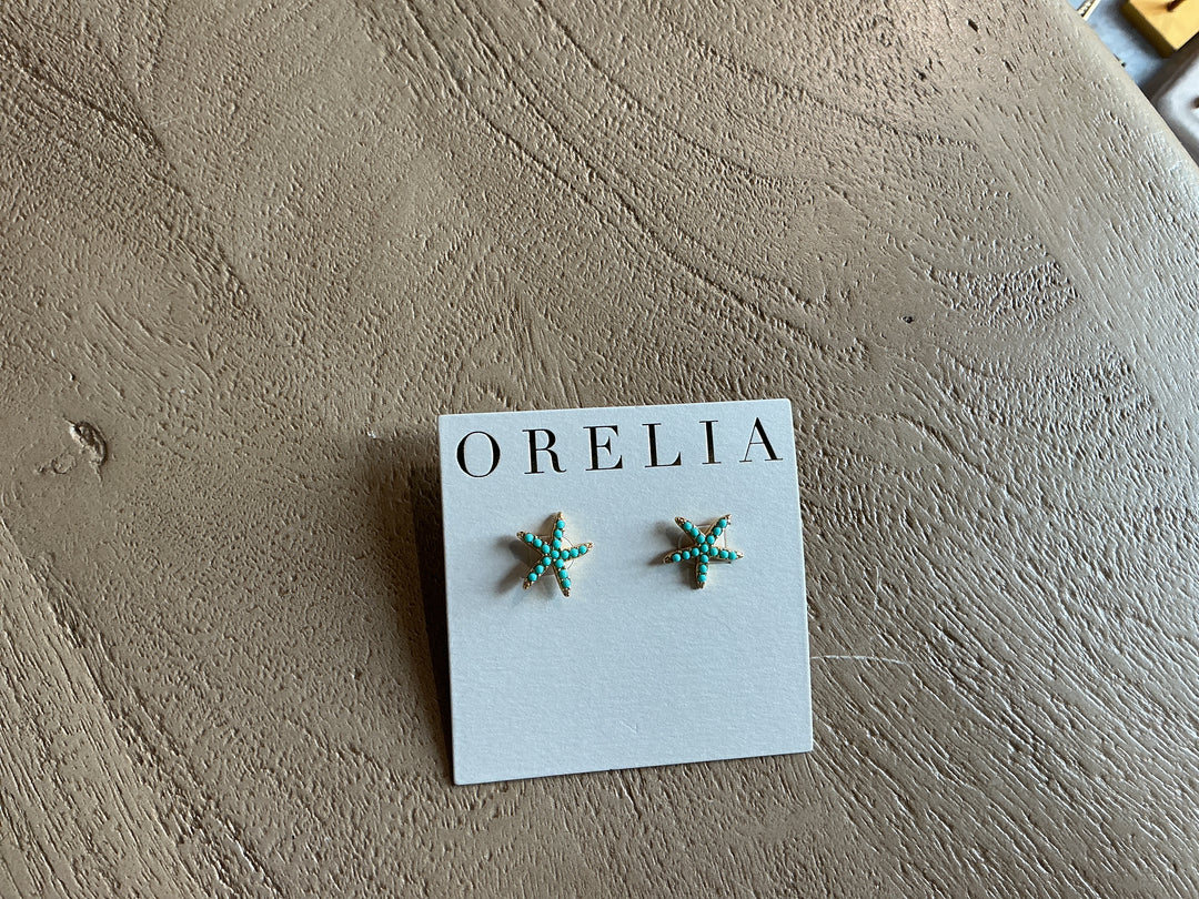 Turquoise Starfish Stud Earrings