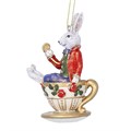 Resin White Rabbit in Teacup Dec