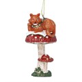 Resin Cheshire Cat on Red Toadstool Dec