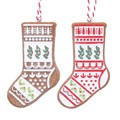 Resin Gingerbread Stocking w Holly Dec, 2as
