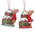 Resin Holly & Alfie Mouse w Xmas Pudding Dec,