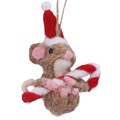 Mixed Wool Mouse w Candy Cane Dec             ~