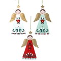 Alpine Red/Green/White Tin Angel Dec, 3as