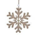 Natural Wood Snowflake w Gold Trim Dec, Med