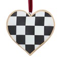 Black/White Checkered Tin Heart Dec           ~