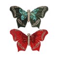 Red/Green Fabric Butterfly Clip, 2as,  (LxWxD) 10x12x2cm