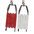 Red/White Wood/Metal Sleigh Dec,