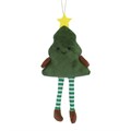 Green Fabric Smiling Christmas Tree Dec       ~