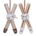 Wood Skis w Snowflake Tip Dec, 2as