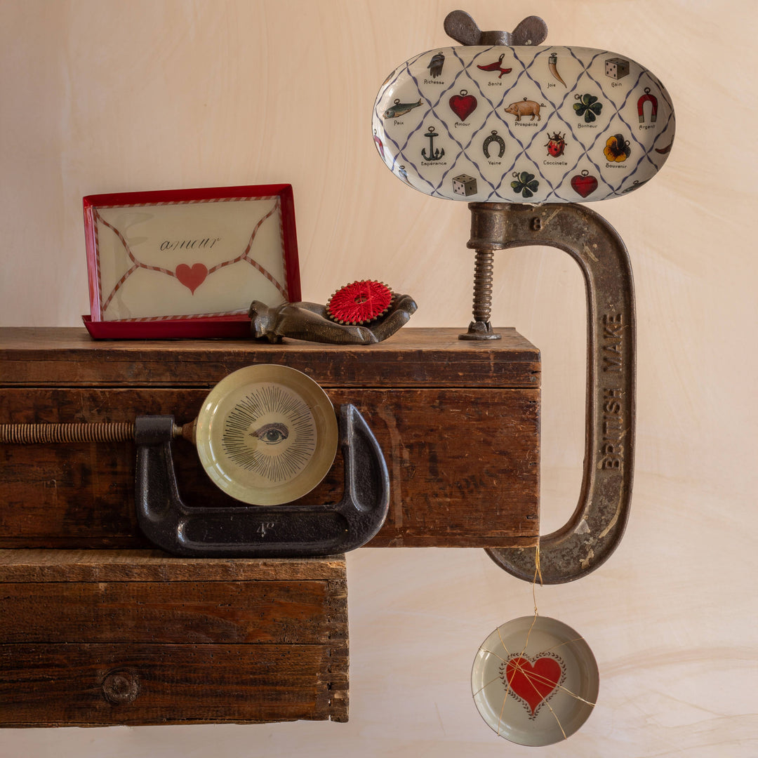 Round Enamel Tray - Heart