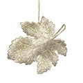 Acrylic Dec 11cm - Pale Gold Sparkle Leaf