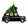 Wood Dec 7cm - London Black Cab w Tree
