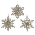 Metal Dec 11cm - Gold Sparkling Snowflake, 3as