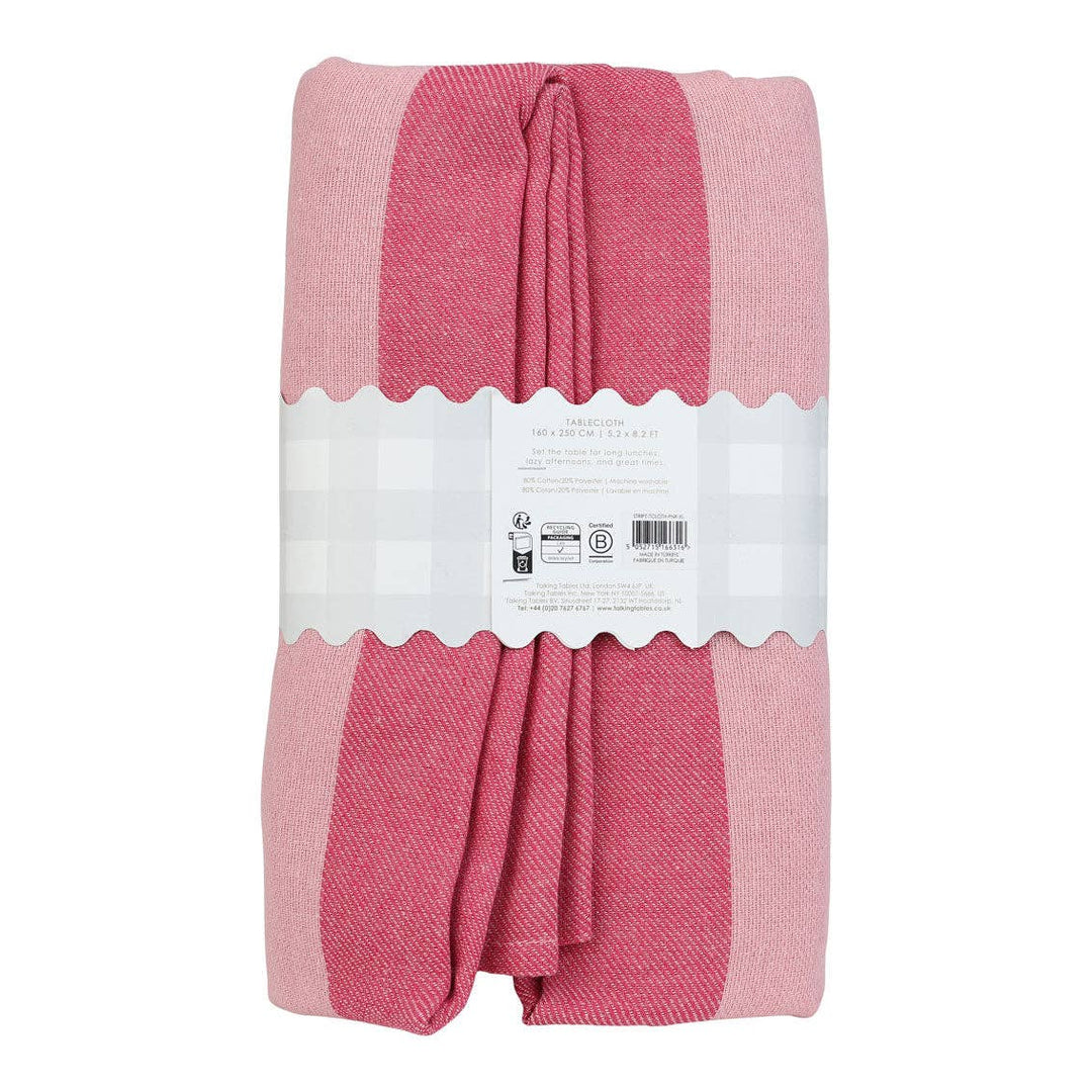 Pink Stripe Cotton XL Tablecloth - 160cm x 250cm | Home Decor |