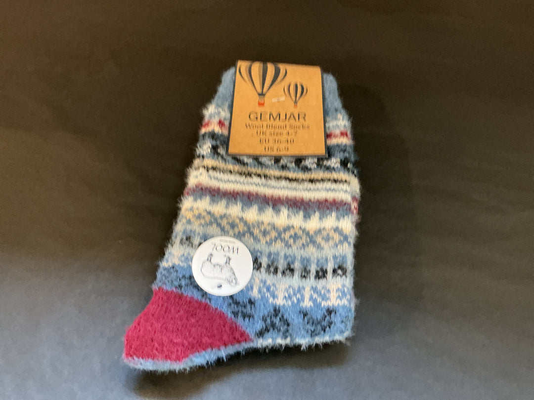 Burgundy and Blue nordic socks size 4-7