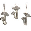 Resin Dec 8cm - Pale Gold Sparkling Toadstool, 3as