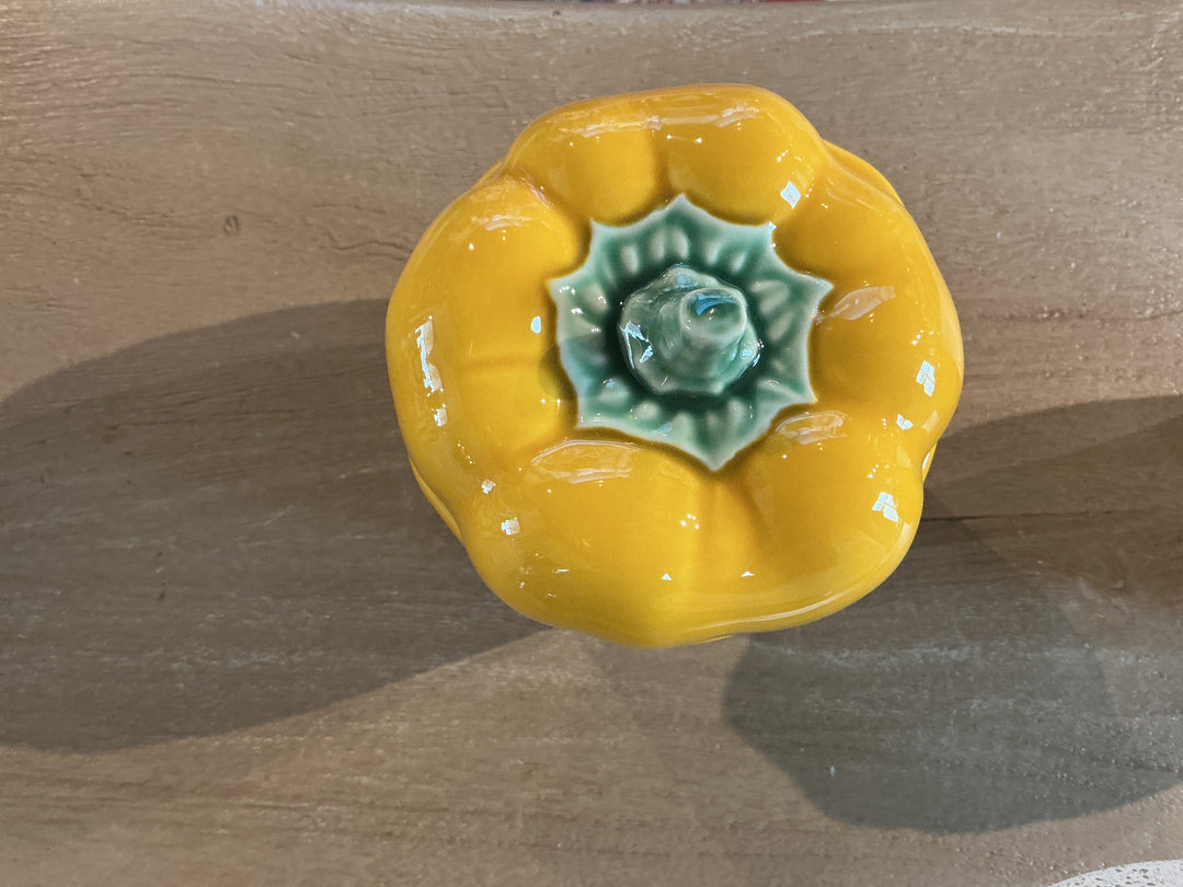Yellow Stoneware Pepper 6 Pot Jar