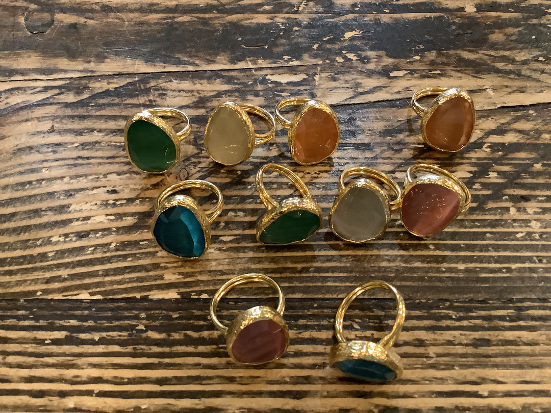 FACET GLASS ADJUSTABLE RINGS