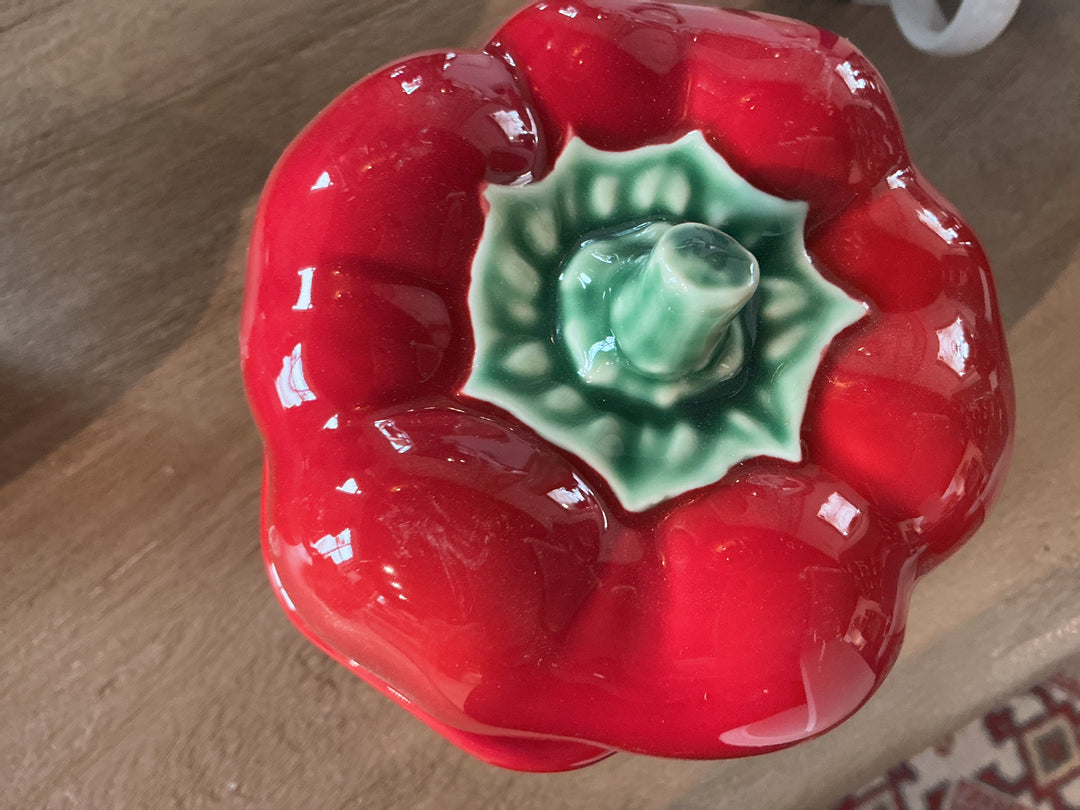 Red Stoneware Pepper 6 Pot Jar