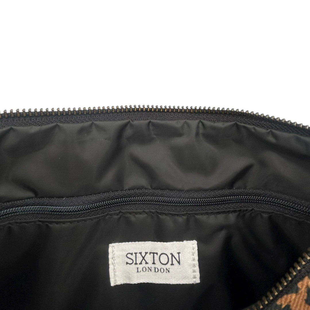 Frill Leopard Print Makeup Bag  with Tiger Head Brooch