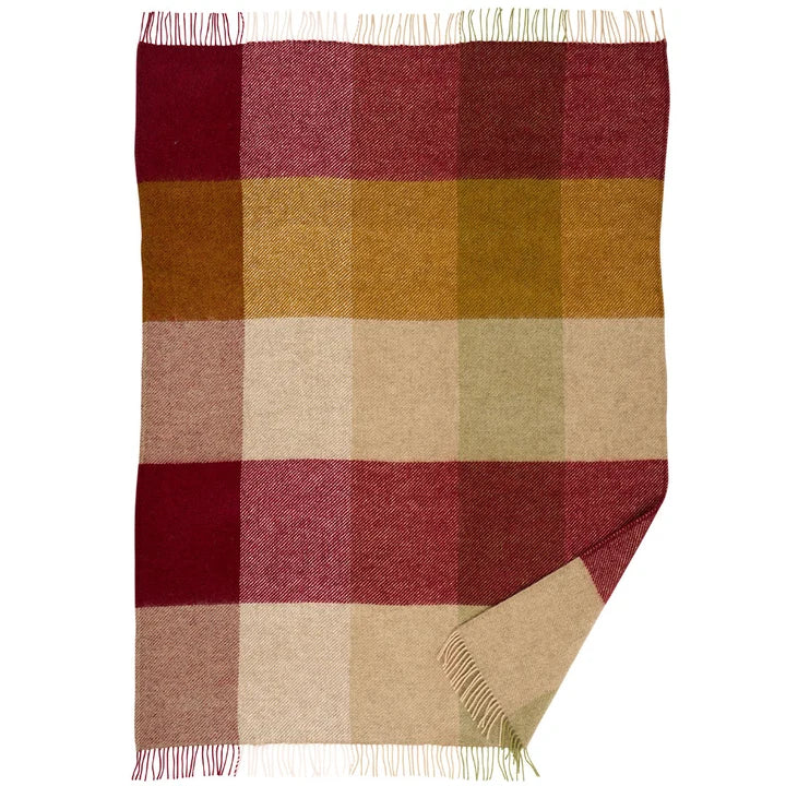 Gotland Check Burgundy Brushed Gotland & Lambswool Throw