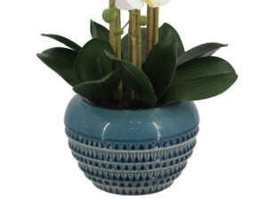 Real Touch Orchid in Teal Pot 23"