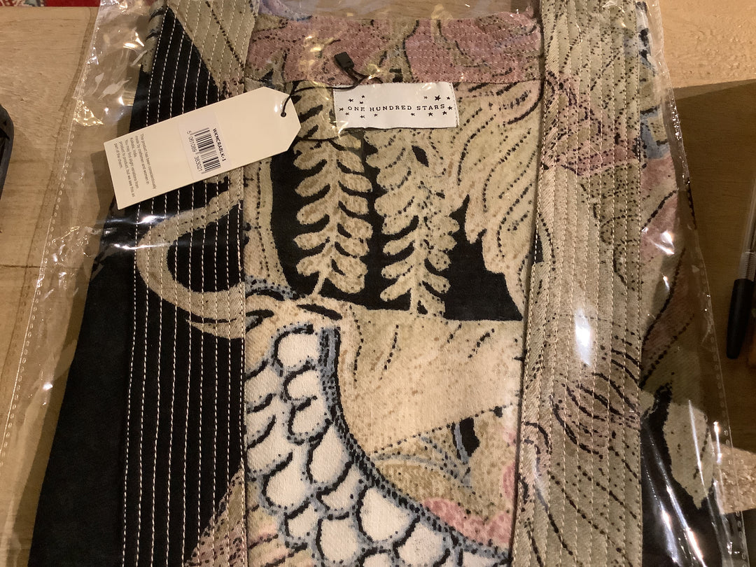 Crane Black Wool Kimono