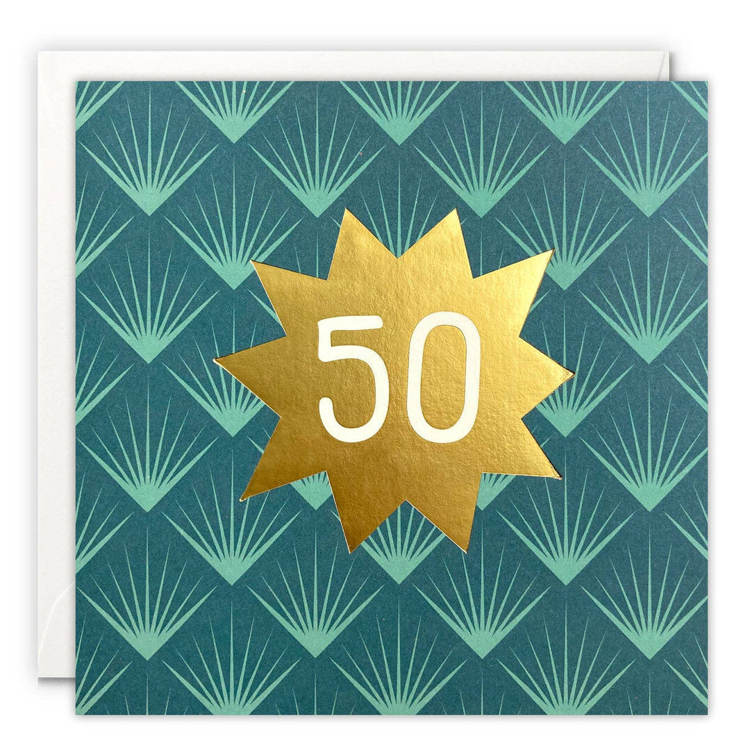 Gold Foiled Age 50 Birthday Card - Deco