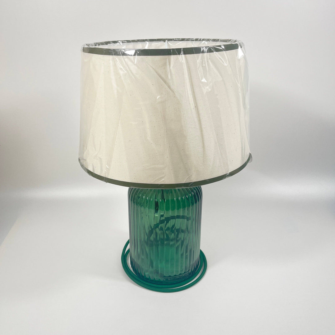 Recycled Glass Apothecary Lamp 29cm: Gold / Natural Green