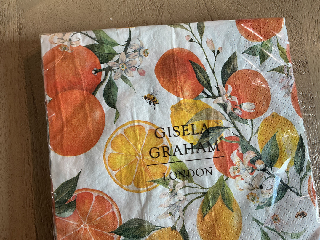 Oranges & Lemons Paper Napkin, Pack/20,  (LxWxD) 16x16x2cm