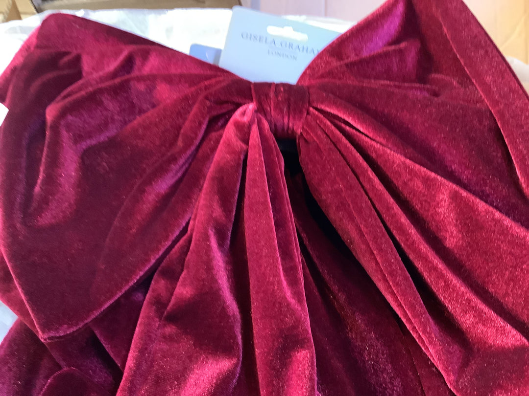 Velvet Bow, 48cm - Burgundy