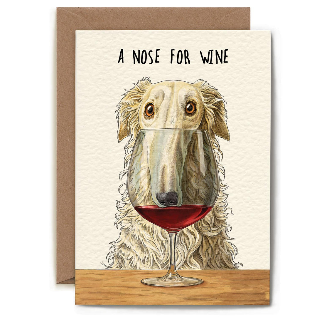 A Nose For Wine Card - Funny Dog Card